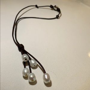 Leather Pearl Choker